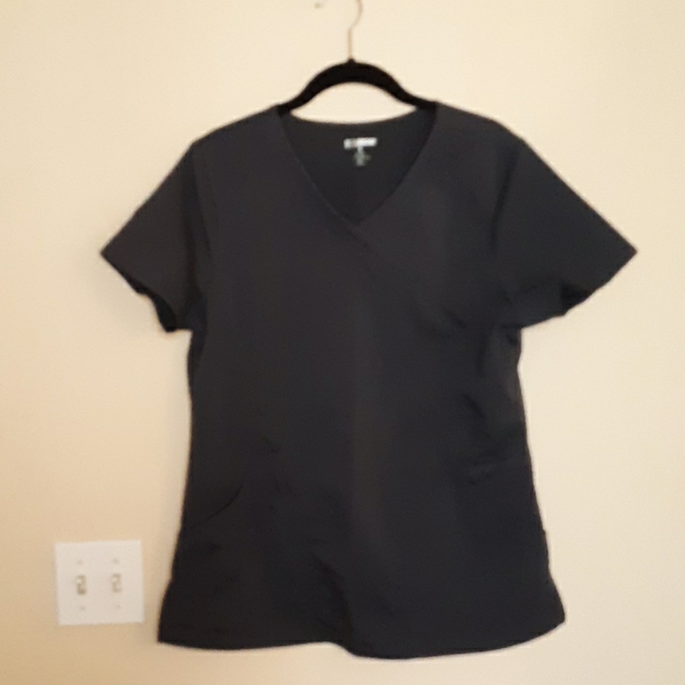 Womens small gray scrub top, 4 pocket, like new.